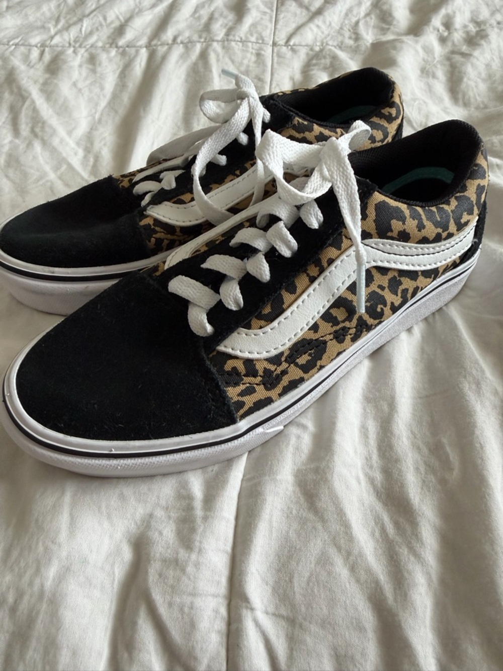 Vans Old Skool Leopard Print Low-Top Sneakers - Black/White/Tan